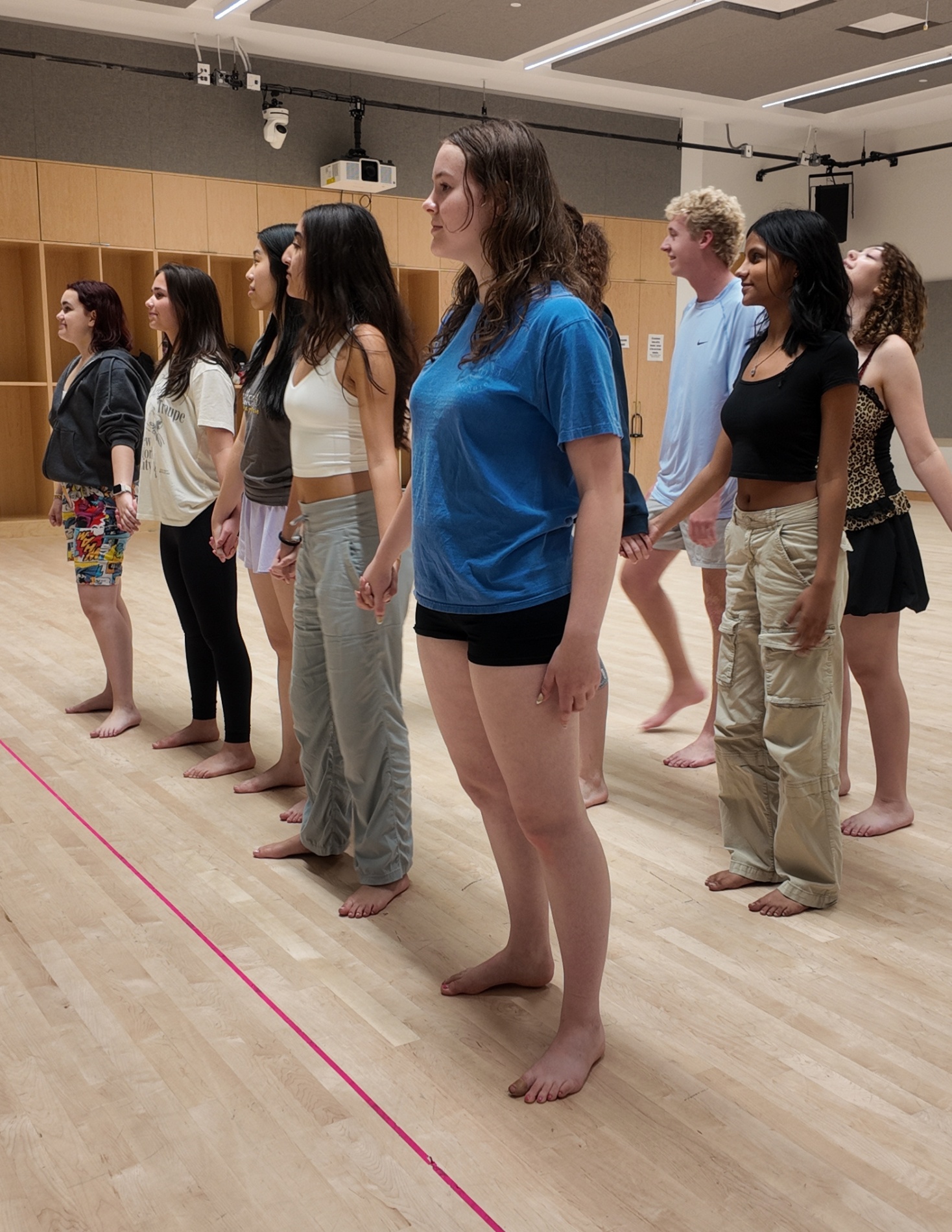 High school dance students in mid-rehearsal